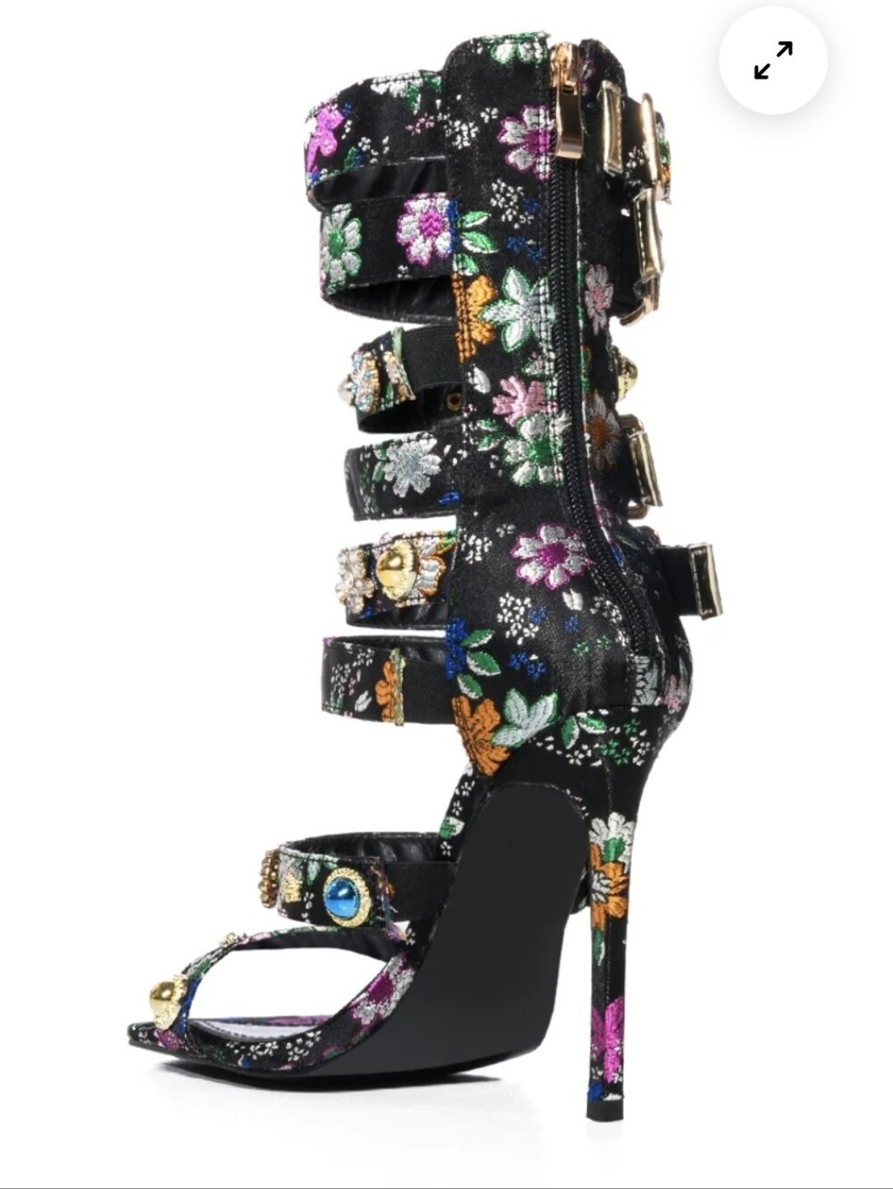 Azalea Wang-Base Embellished Gladiator Sandal In Blavk-Size 7.5 - Picture 3 of 16
